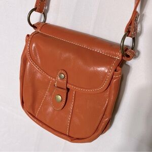 5/$25 mark. Orange Faux Leather Cross Body Mini Bag Purse